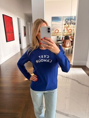 Banana Republic Royal Blue 'C'EST L'AMOUR' Crewneck Sweater